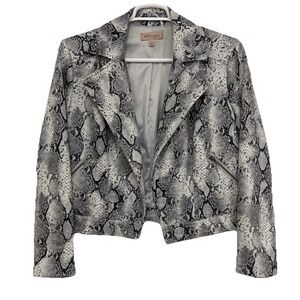 Philosophy Apparel Snake Print Faux Leather Edgy Modern Moto Jacket Sz Large